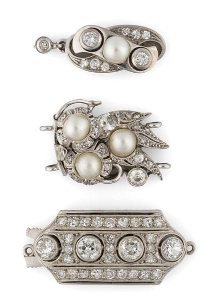 Three chain clasps   Early 20th century. Platinum 