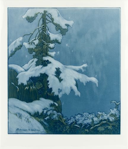 西奥多·施穆茨-鲍迪斯（1859-1942）   KPM，20世纪前25年。冬日风景。署名。蓝色权杖