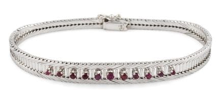 Bracelet in 585 white gold with rubies. L 19 cm, 1