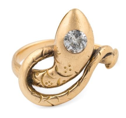 Schlangenring 585-Gold, ein Brillant.