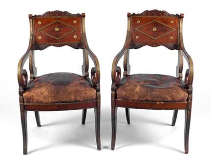 Conjunto de seis sillas y dos sillones. Rusia, hac