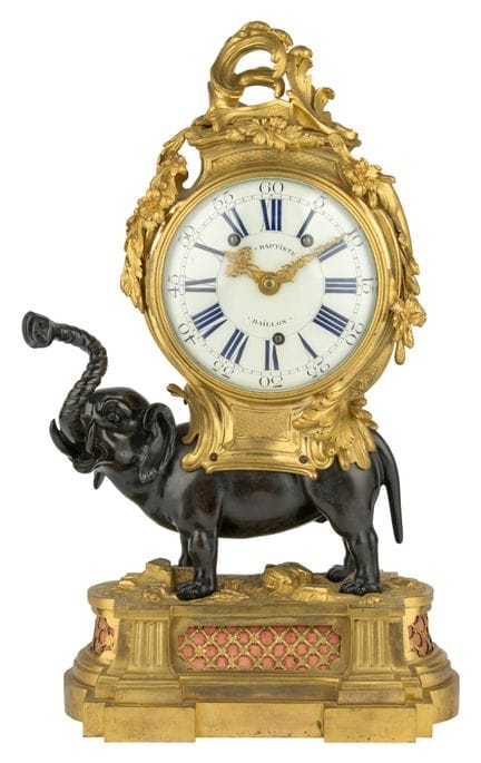 Elefantenpendule von Baptiste Baillon Bronze, verg