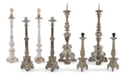 Cuatro pares de candelabros de altar   de los sigl