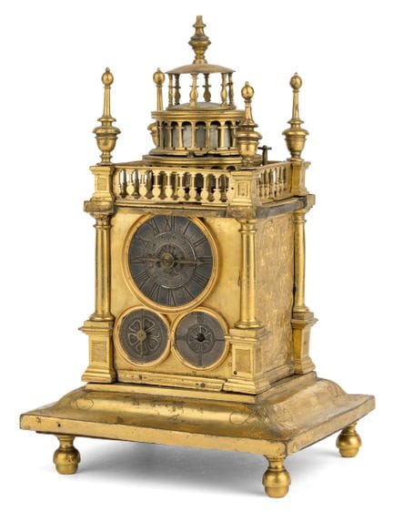 Türmchenuhr   Deutsch 17. Jhdt. Bronze, Messing un