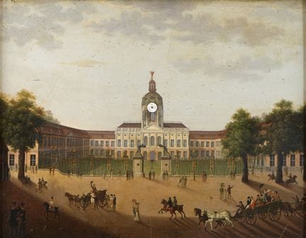 柏林学院派，19 世纪早期，夏洛滕堡宫殿。油彩/金属，57 x 76 厘米。原为画钟的正面。