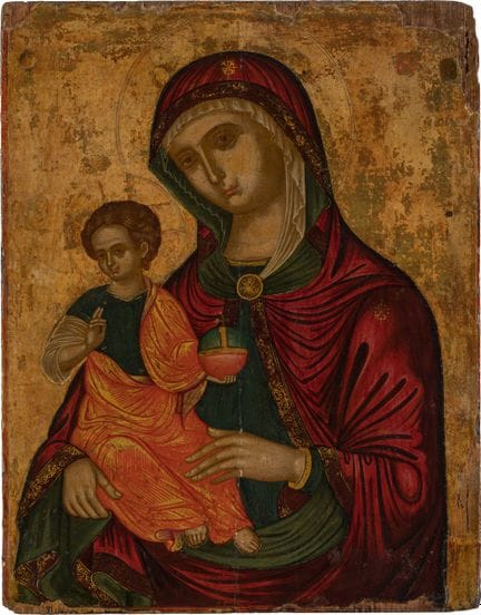 Icône   Crète, XVIIe siècle. Vierge à l'Enfant. 45