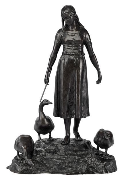 克朗茨，阿尔伯特   1893年哈根——1940年哈根 《戴草帽的少女》。  署名。青铜。高62厘米