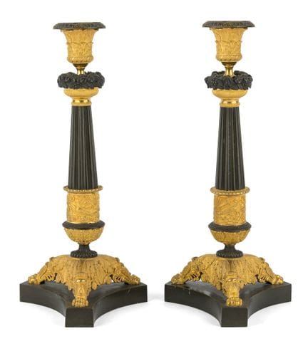 Un par de candelabros. Francia, primer tercio del 