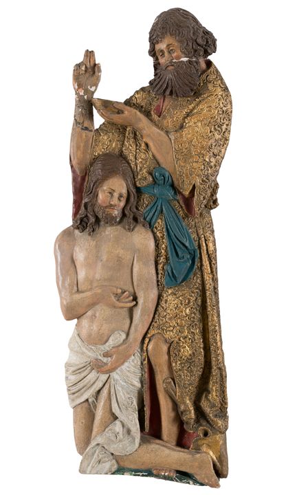 Rilievo del Battesimo di Cristo, policromo. Dimens