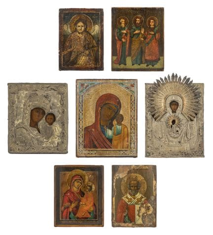 Collezione di 22 icone, prevalentemente russe del 