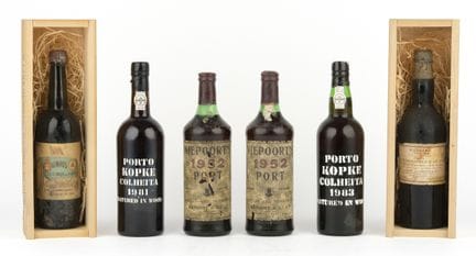 Collection of six bottles of port and Madeira: 2 b
