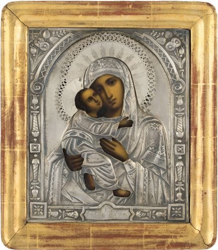 Icône avec cadre en argent   Moscou, 1882. Vierge 
