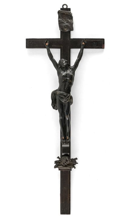 Kruzifix mit Bronze-Christus   18. Jhdt. Viernagel