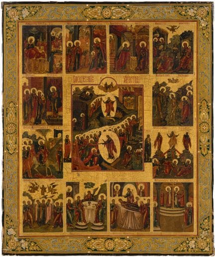 Icône   Russie, XIXe siècle. Icône de fête. 52,5 x