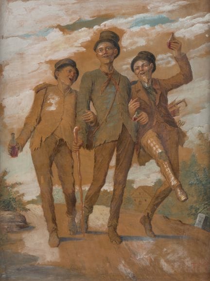 Vaguely signed   19th century. Three jolly vagabon
