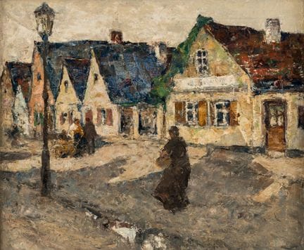 Unknown Master   Street Scene, ca. 1900. Oil on ca