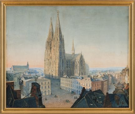 Ansicht vom Kölner Dom   Datiert 1882 Aquarell. 54