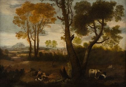 Dutch School   18th-century pastoral scene with cl