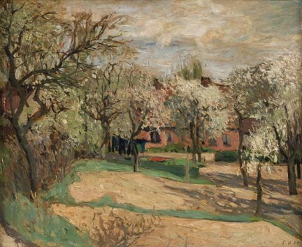 Spring Landscape, with an indistinct monogram. Oil