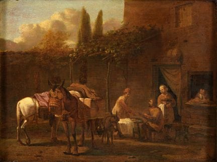 Dutch School   17th/18th century. The Inn. Oil on 