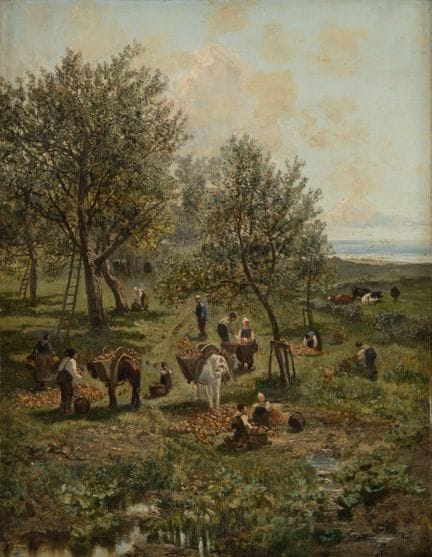Signed indistinctly: "Apple Harvest in Normandy." 