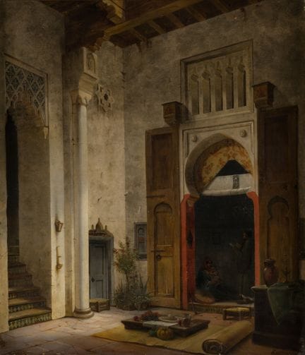 Monogramist   Dated 1856. Courtyard of an Oriental
