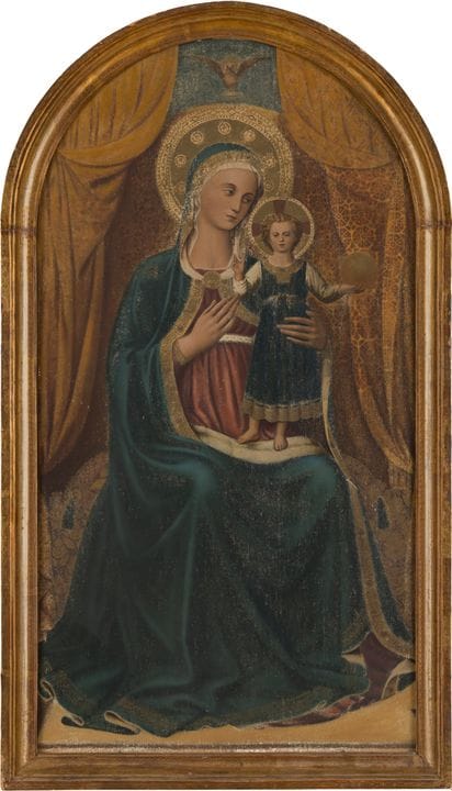 Italian School, "Madonna and Child." Oil on wood, 
