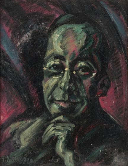 Indistinctly signed. Dated 1920. Portrait of a man