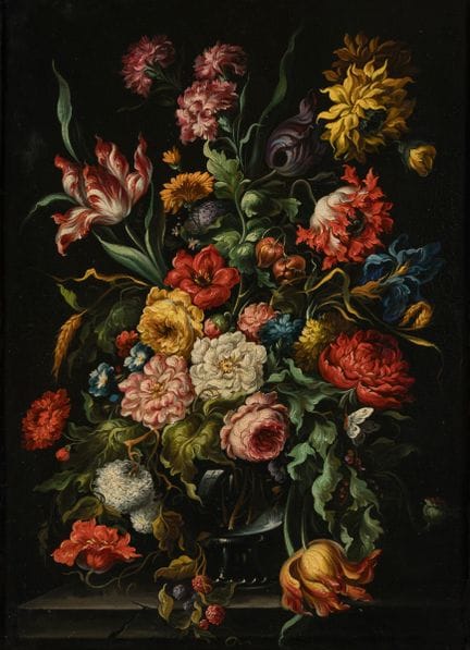 Unknown Master: Floral Still Life with Insects.  O