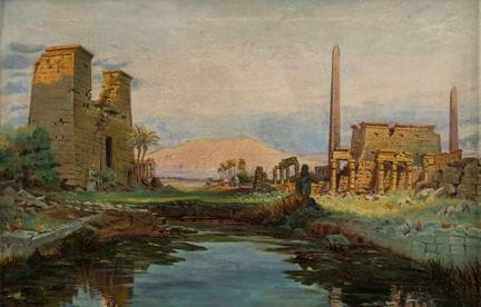 Signed indistinctly.   Circa 1900. Temple of Isis 