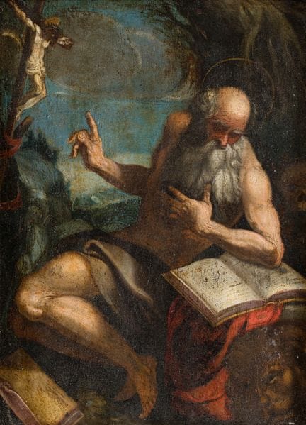 Italy   17th century. Saint Jerome.  Oil on copper