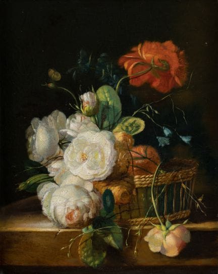 Unknown Master: Floral Still Life with a Basket.  