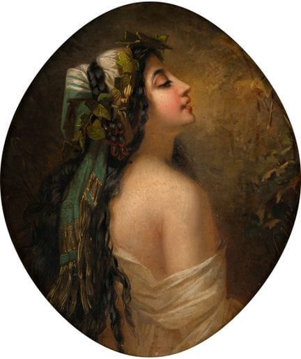Russian Master   Dated 1854. Young Beauty. Monogra