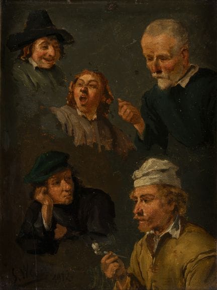 Unknown Master: Five Head Studies. Oil on canvas, 
