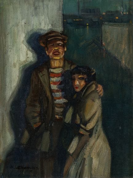 Indistinctly signed.   Early 20th century. Harbor 
