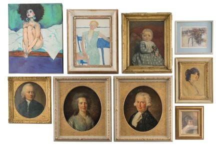 Sammlung von sieben Gemälden und zwei Aquarellen  