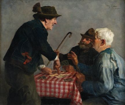 Vaguely signed, 19th century. *The Card Players*. 