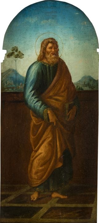Maestro sconosciuto. Santo con libro. Olio su tavo