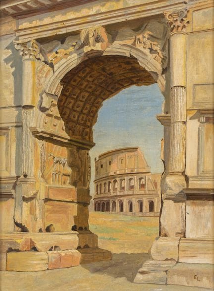 Monogramist, E.L.   Circa 1900. The Colosseum. Oil
