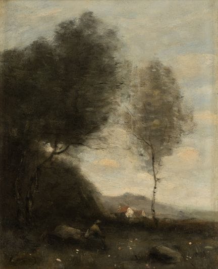 Unbekannter Meister   19. Jhdt. Landschaft mit Geh