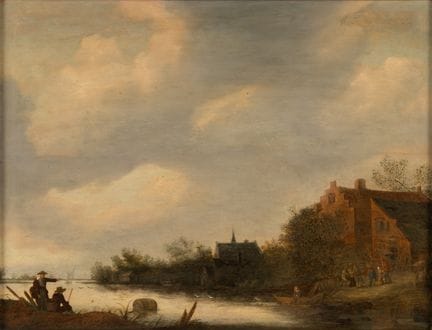 Dutch School   17th-century river landscape with q