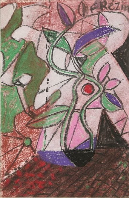130 Roger FREZIN (1927-2012)
Pianta su sfondo rosa