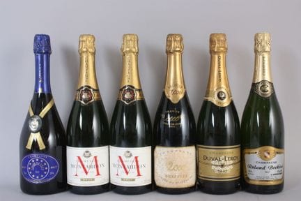 2 B BRUT CHAMPAGNE (labels very slightly marked, o