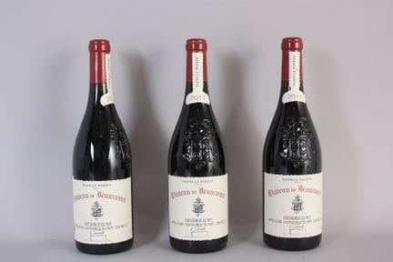 3 B CHÂTEAUNEUF-DU-PAPE Red (1 back label partiall
