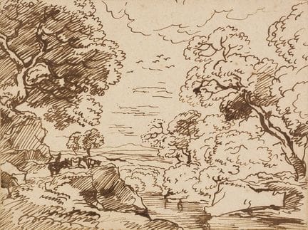 Kobell, Franz (1749-1822). Felsige Landschaft mit 