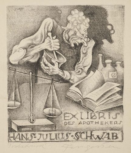 Bookplate. – Michel Fingesten. Bookplate of the ph