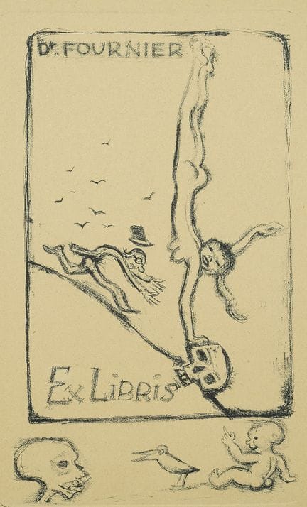 Bookplate. – Michel Fingesten. Bookplate by Michel