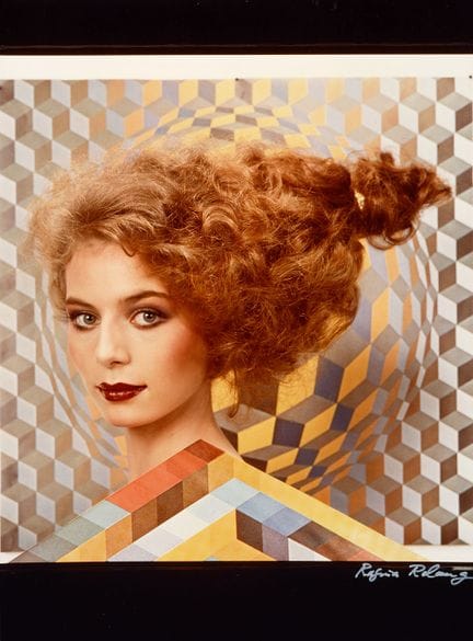 Regi Relang 1906-1989 
Portrait Op Art avec Vasare
