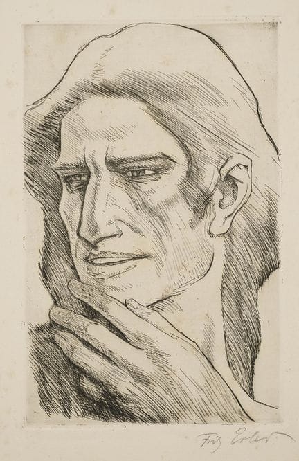Erler, Fritz (1868-1940). Étude de tête. Gravure à