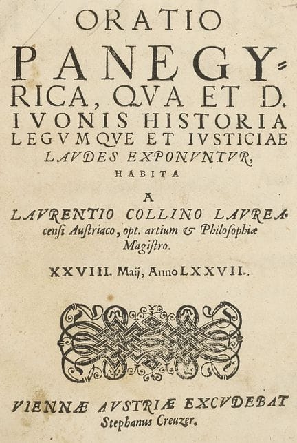 Collinus (from Lorch), Laurentius. *Oratio panegyr